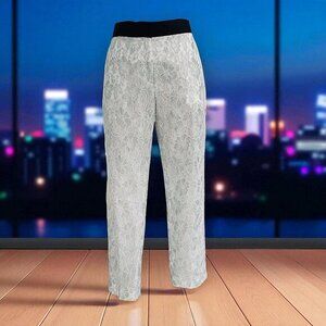 By Malene Birger Gaudonsa Metallic Floral Lace Pants White Wide Leg Chic Elegant